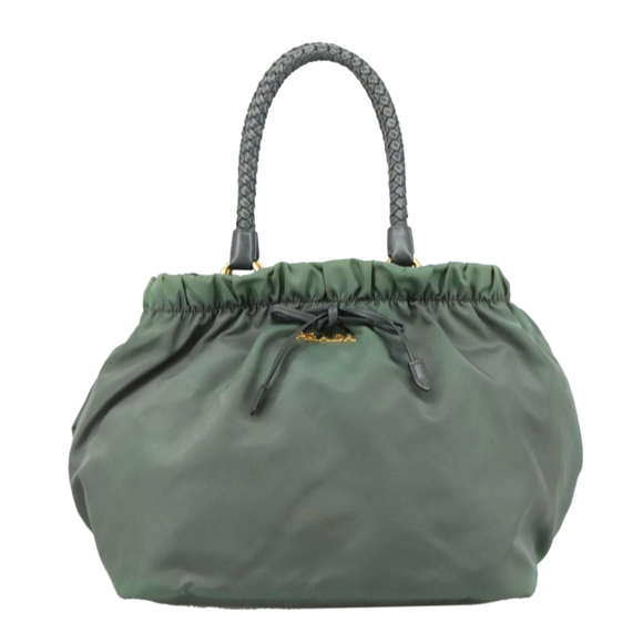 PRADA Hand Bag Nylon 2way Green Gold Auth 104393 - Picture 13 of 16